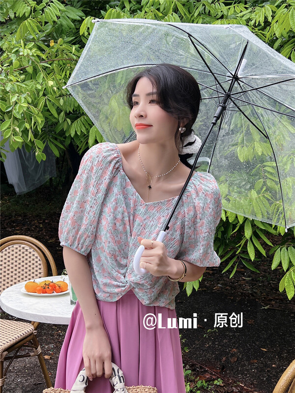 [Lumi] fashion floral versatile shirt 85505\ll