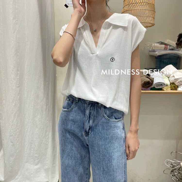 【 mildness 】 curved bead shoulder pad sleeveless casual sweater 7470\zjy