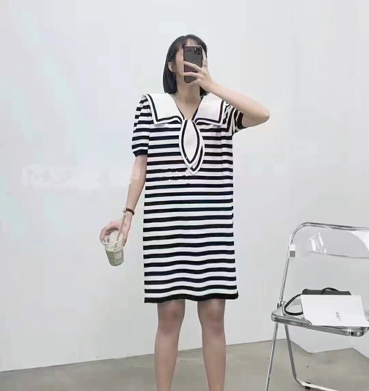 [S.J] Navy casual loose dress 6936\lsw