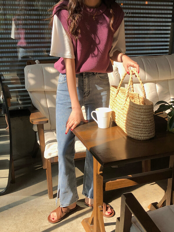 New year in early spring! [meet me] stretch split comfortable simple jeans 61127\l
