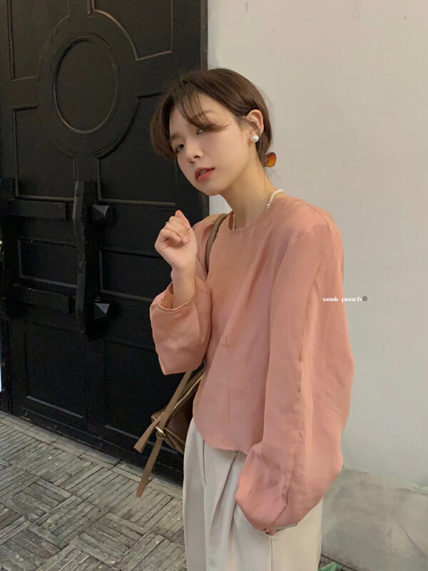 New year in early spring! [seek peach] round neck clean comfortable shirt 5032\ll