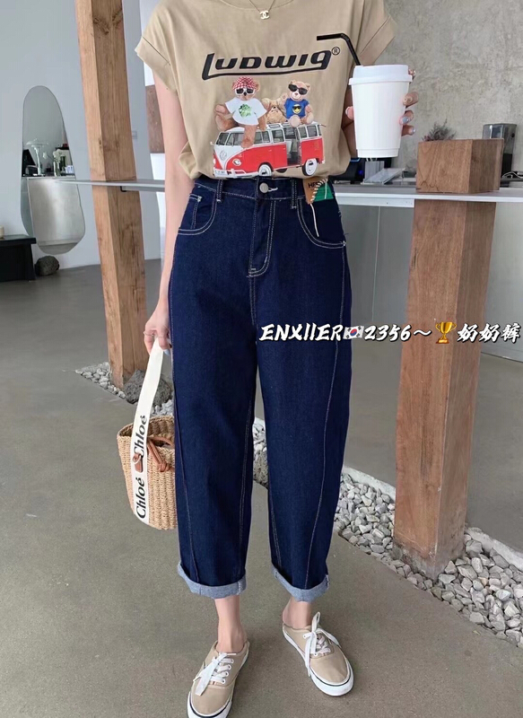 [en Xi'er] thin elastic waist elastic jeans eb2356\l