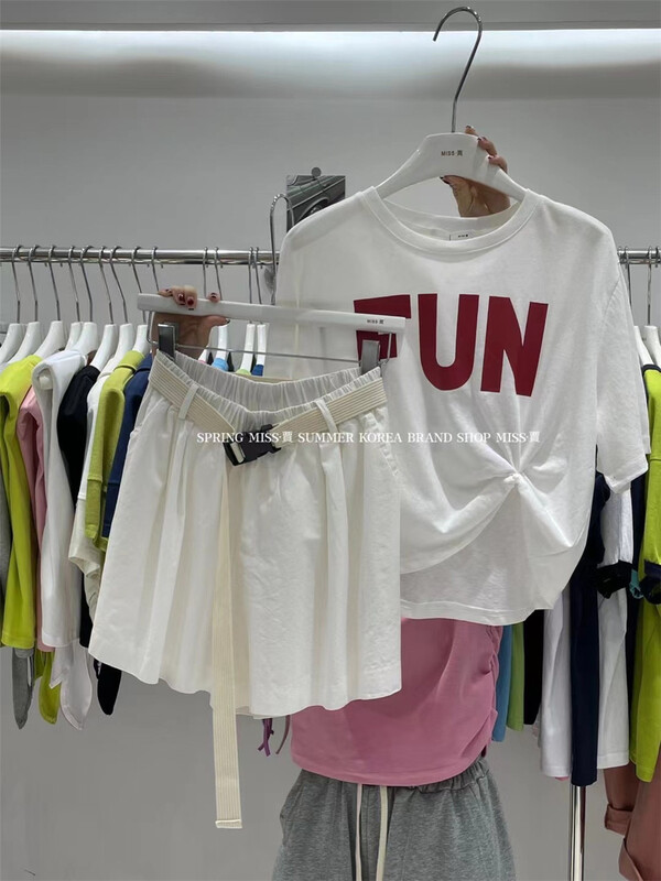 [Miss Jia] simple and versatile elastic waist casual shorts (with belt) k893\xyy