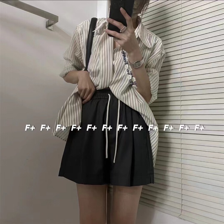 【F】 Slim and versatile wide leg lace up casual shorts ys1-1355\hbx