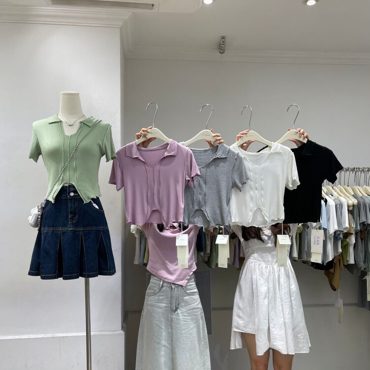 [morada] Korean slim fitting Polo short sleeve sweater 602320\xyy