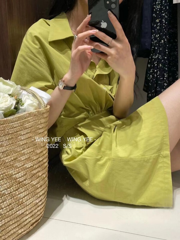 【 Wingyee 】 temperament versatile waist closing slim dress 9617\ll