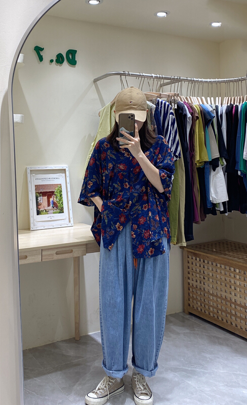 [da.7] Japanese Vintage Floral loose shirt 2638\lsl