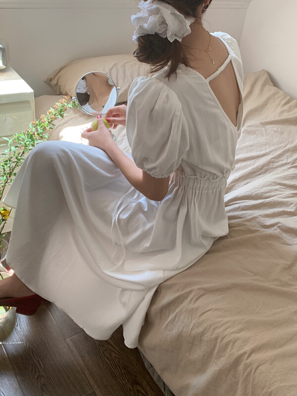 In early summer! [vistype] French cotton linen slim dress 7569\hjy