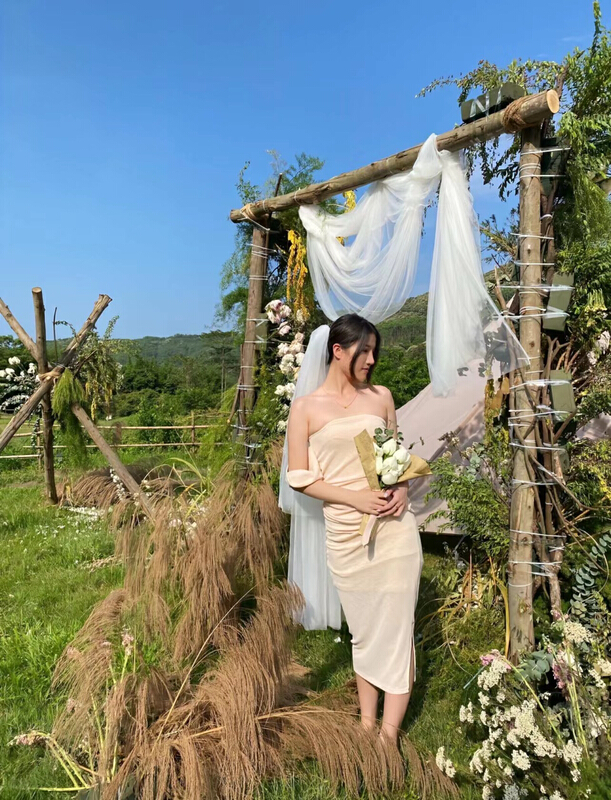 [half plain] off shoulder style slim fitting Pleated Dress z088\zjy