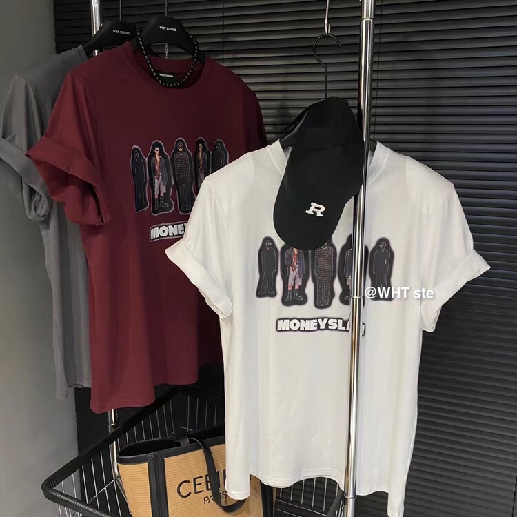[wht] fashion ins portrait printed round neck short sleeve T-shirt 5086\wtt