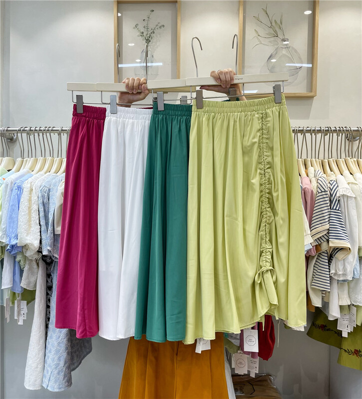 [Max original] Korean simple pure color elastic waist skirt 98295\hbx