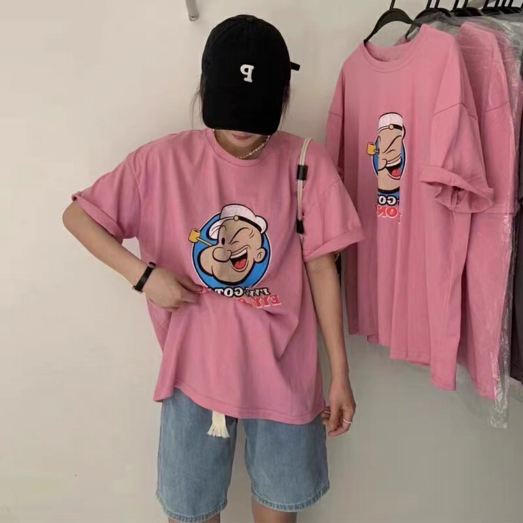 [British rights society] Popeye print personalized short sleeve T-shirt 5562\xyy