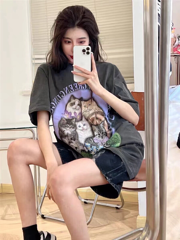 [Shanzhu] fashion cute cat printed short sleeve T-shirt 283\xyy