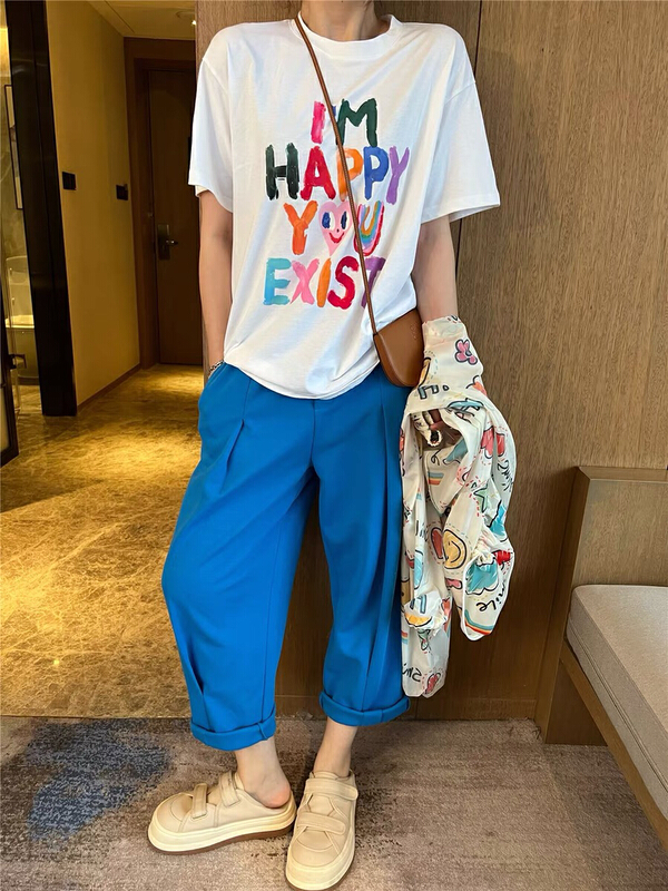 [British rights society] letter printed loose short sleeve T-shirt 5466\xyy