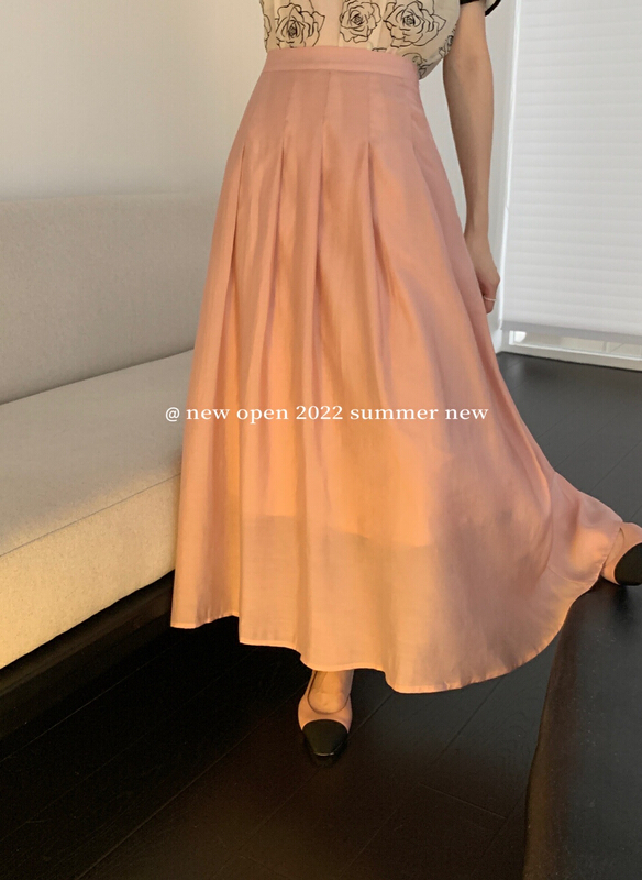 [new open] Korean high waist slim Retro Mid length pleated skirt fq22838\zxx