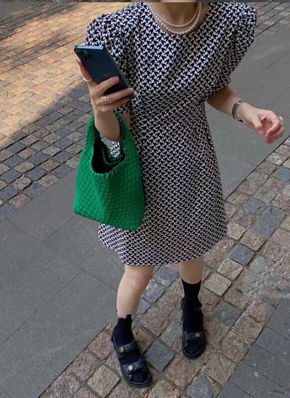 [rm.hh] fashion thousand bird lattice slim dress 2122\pcz