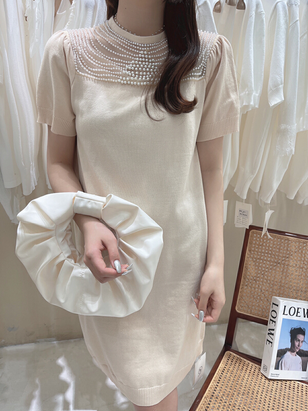 [S.J] stud bead stitching high-level retro loose dress 6959\lsw