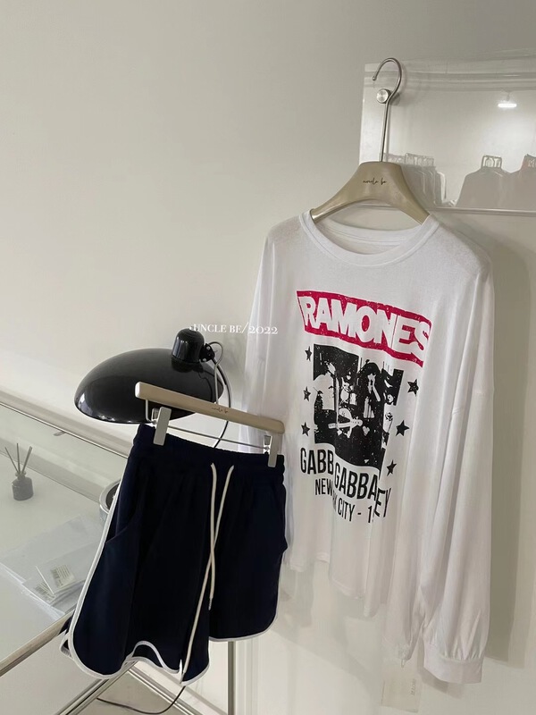 [UNC be] casual loose print sunscreen long sleeve T-shirt 2117\xyy