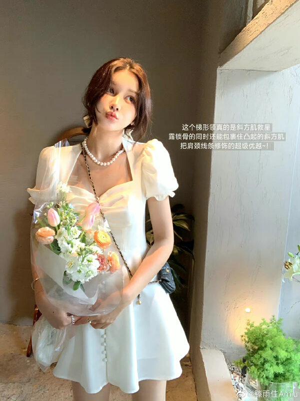 [y.jia EJA] gentle aging bubble sleeve dress ys1-3360\pcz
