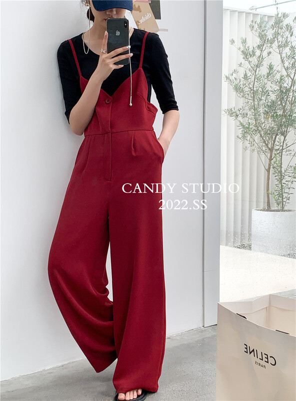 [candy] suspender straight tube suspender pants (only suspender pants) ys1-7589\zjy