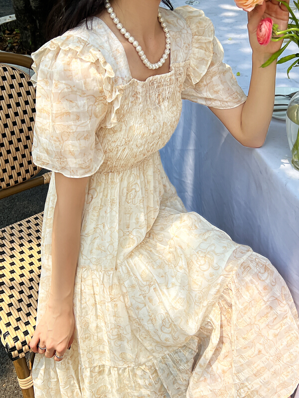 [rong'er family] French fresh floral dress 92360\hjy