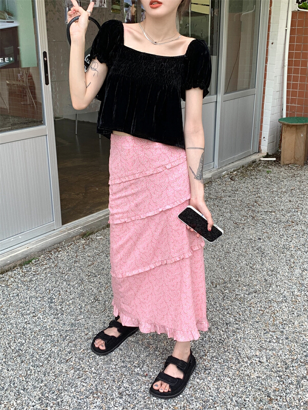 [dolly] floral high waist slim skirt 3738\pcz