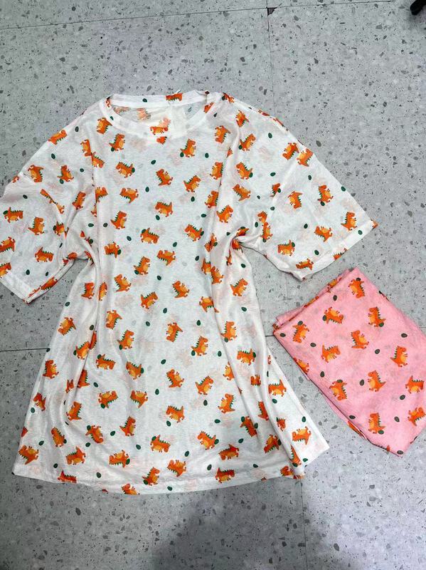 [Yilin] little dinosaur pattern versatile round neck short sleeve T-shirt 2381\wtt
