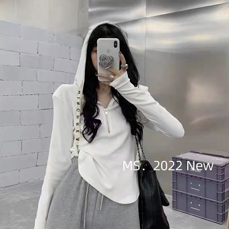 [c.x Chuxin] Korean personalized hooded long sleeve T-shirt 6061\wtt