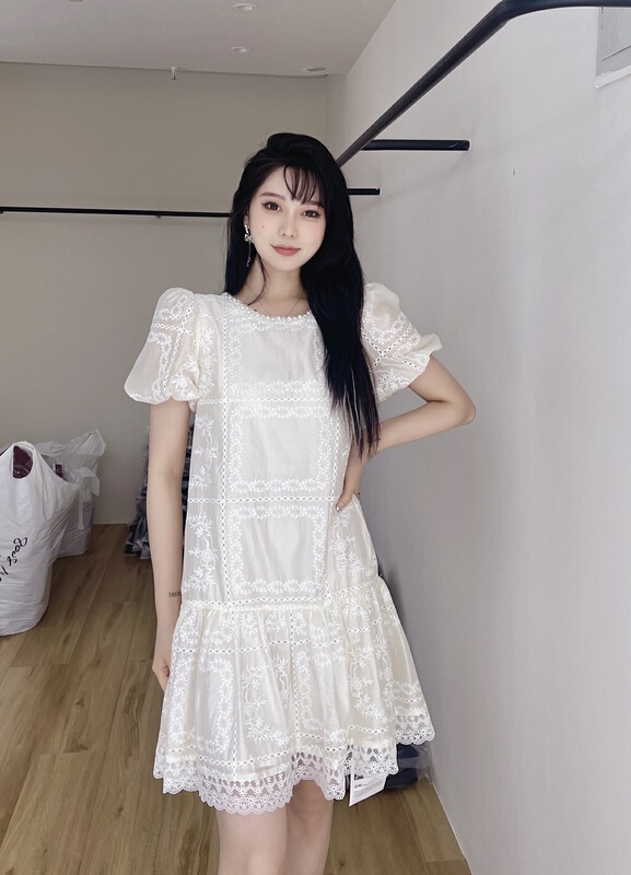 [mi2 (n:aa)] French retro pin bead collar dress b6338\jj