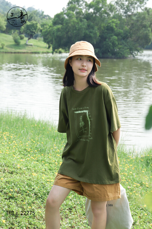 [original three element clothing] simple temperament leisure printed short sleeve T-shirt 22775