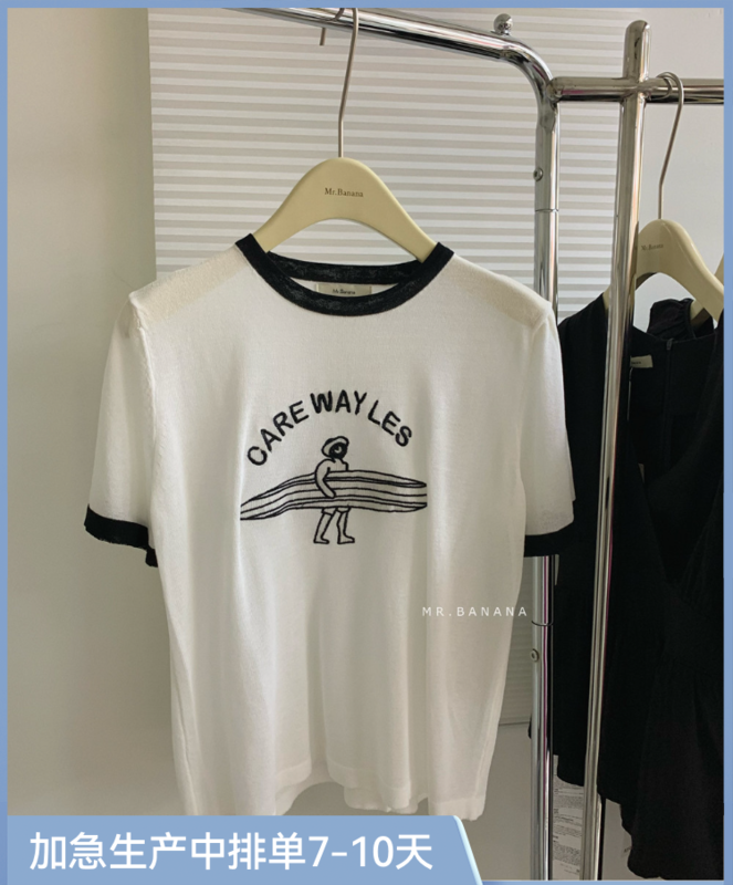 [mr.banana] round neck comfortable short sleeve T-shirt (T-shirt only) f15\l