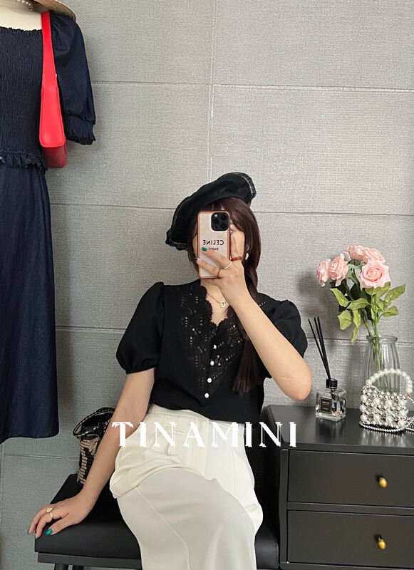 [tinamini] temperament lace splicing shirt m0209\hjy