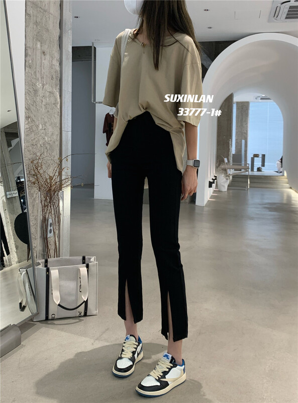 [suxinlan] Korean elastic small straight jeans 33777-1b\lsl