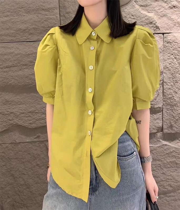 [Martina] bubble sleeve single breasted comfortable shirt l88021\l