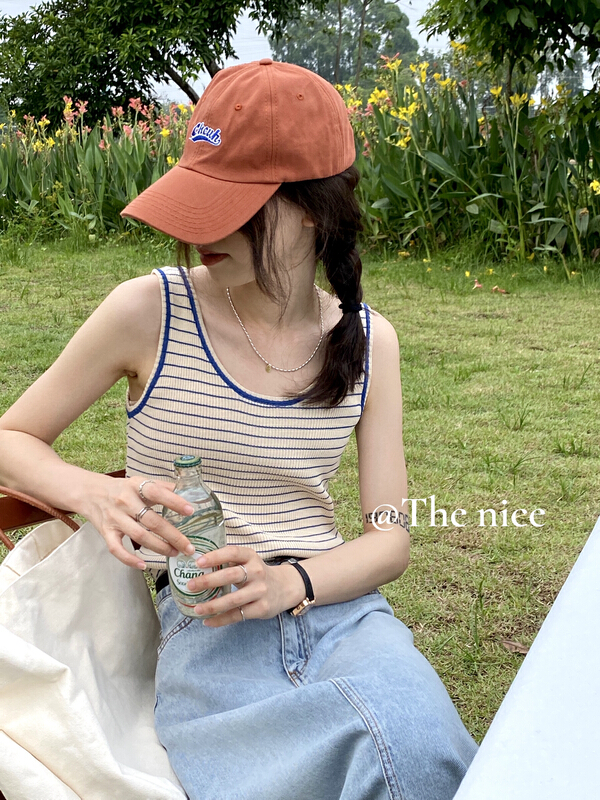 [the nice] simple casual SILK STRIPE back cross vest 00312\hjy