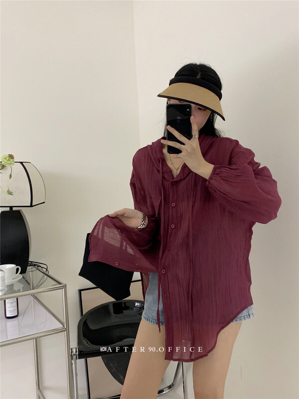 [after.90] hooded simple long sleeve sunscreen shirt 2336\ll