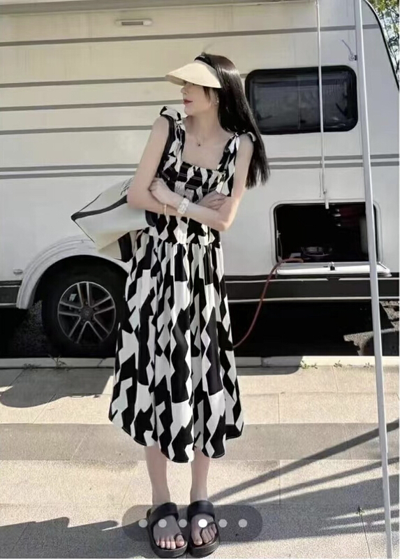 [MI] Korean geometric pattern suspender dress 9850\pcz