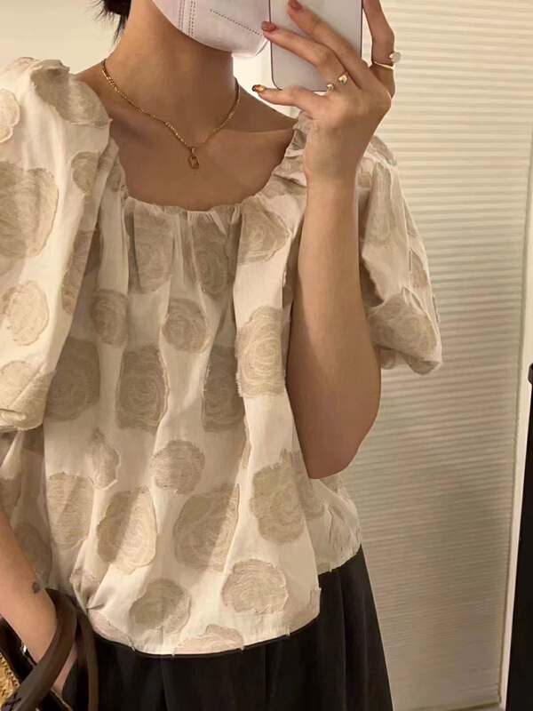 [tototellme] rose patterned linen versatile blouse (only selling blouses) 20528\hbx