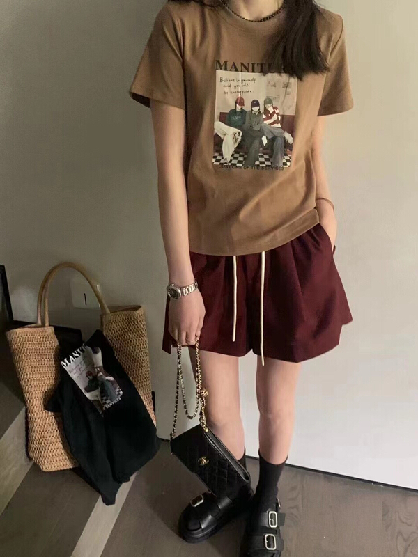 [Xiaolu family] graphic printed loose short sleeve T-shirt 80637\wtt