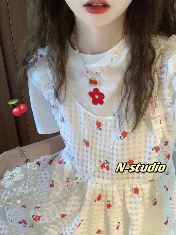 【N】 Embroidered floret short sleeve T-shirt dress 0953\wtt