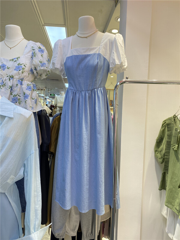 [OP one piece] Korean Ladies' splicing high waist dress 60209\hjy