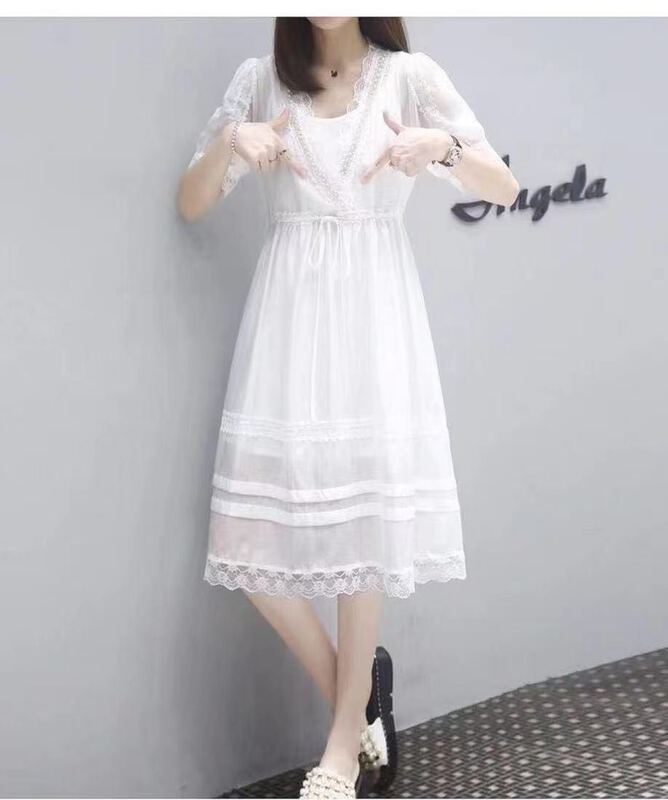 Original price 85.72! [I-D] Korean heavy industry beaded dress + internal strap skirt suit 8138\l