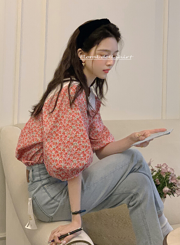 [dolly] small floral lace shirt 6770\lsw