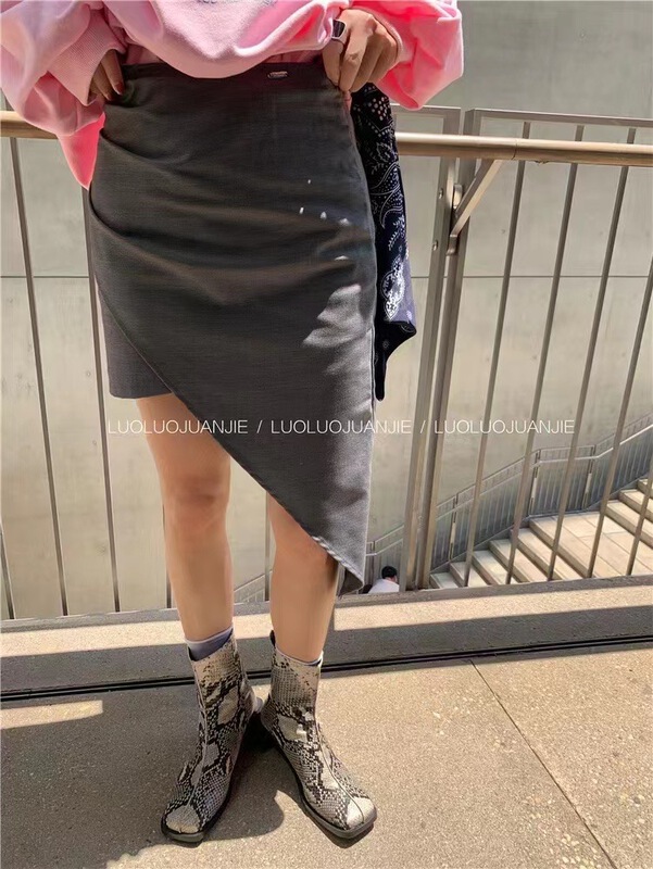 [Bella Bella] high waist irregular solid color skirt 8173\wtt