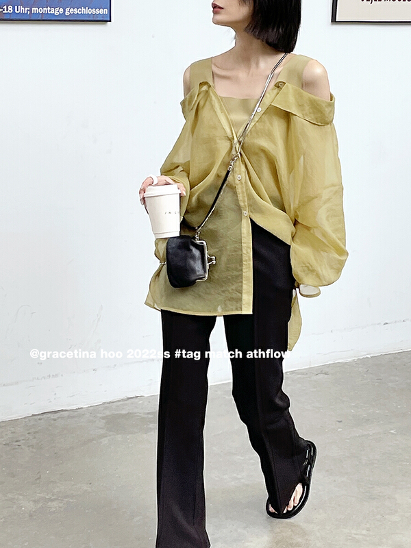 [gracetina Hoo] design off shoulder simple shirt cs5153