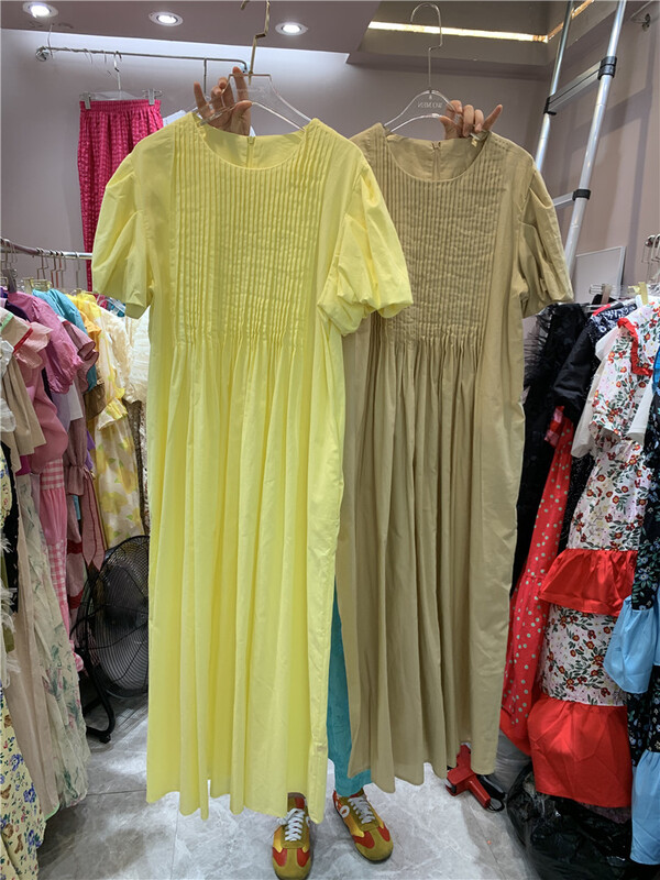 [A Mei A Mei] round neck bubble sleeve small fresh dress 22892\pcz