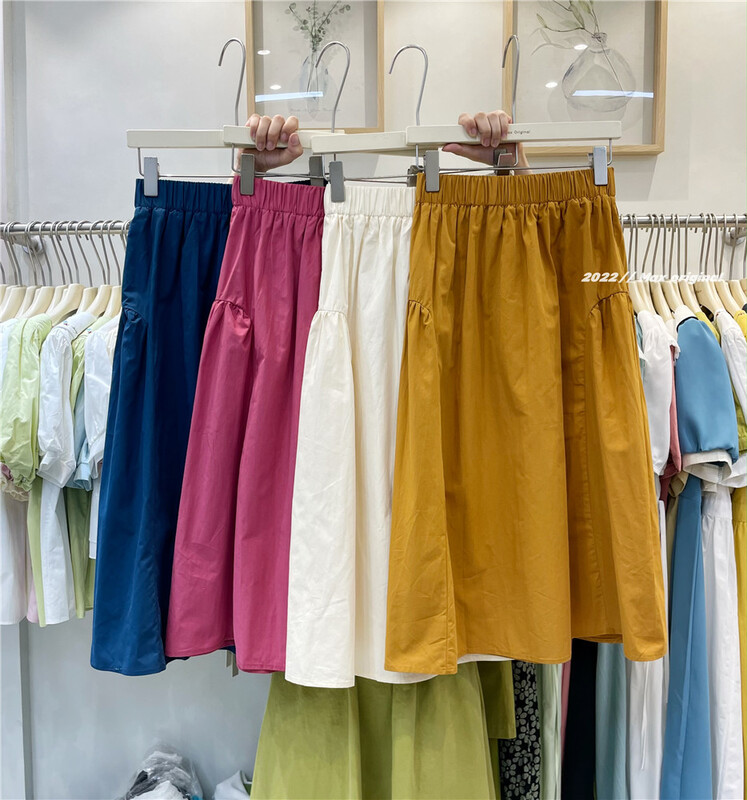 [Max original] elastic high waist solid versatile skirt 98267\hbx