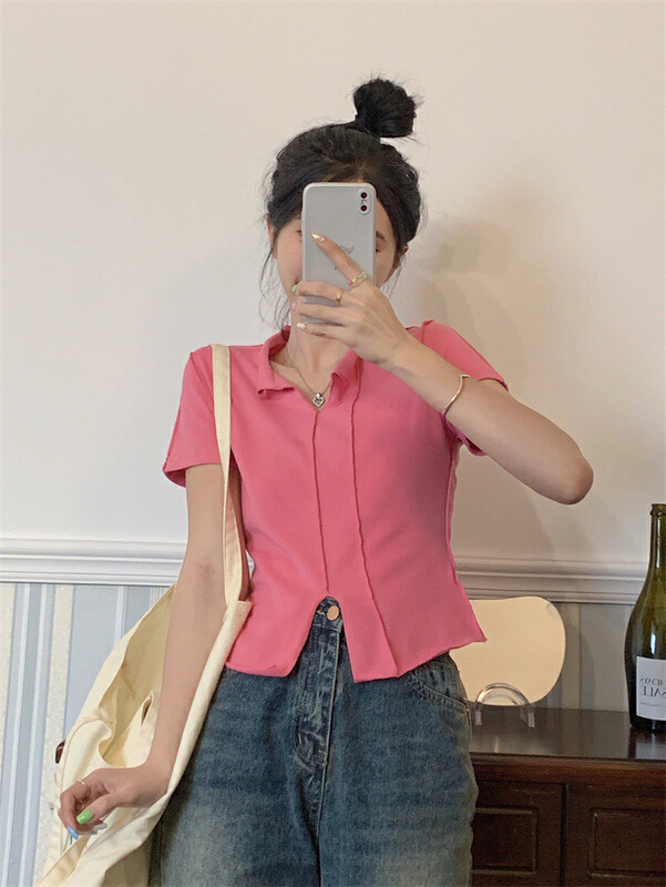 [wgwe] simple solid color versatile shirt 1925\pcz