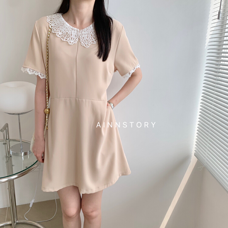 Original price 66.55! In early summer! [ainnstory] Korean elegant color matching dress a731\hbx