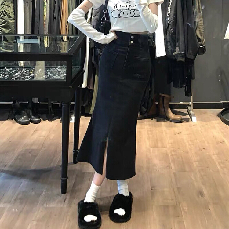 [jun.t] slit slim high waist skirt 6068\pcz